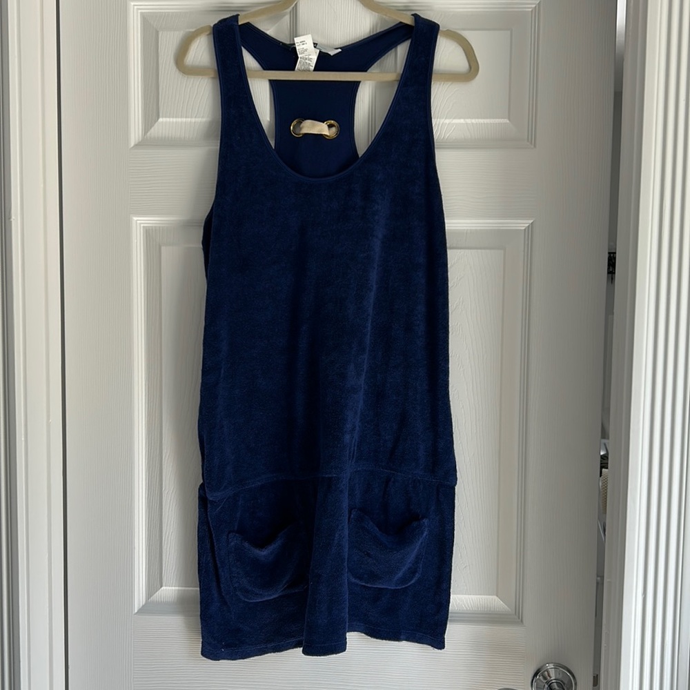 NWT Splendid swim coverup. Royal blue, ivory tie back. Size large. Terry